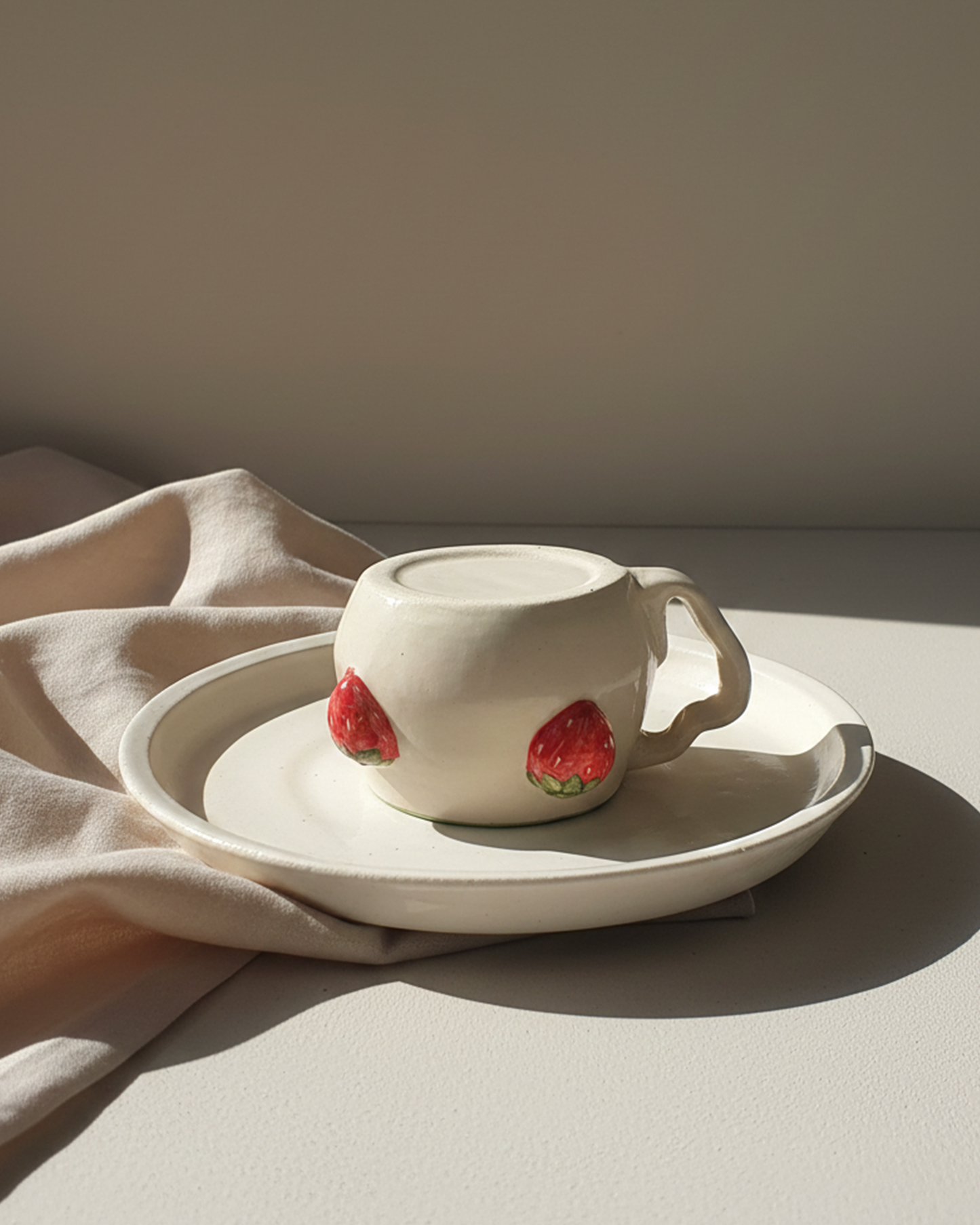 Strawberry Mug with Heart Shaped Handle