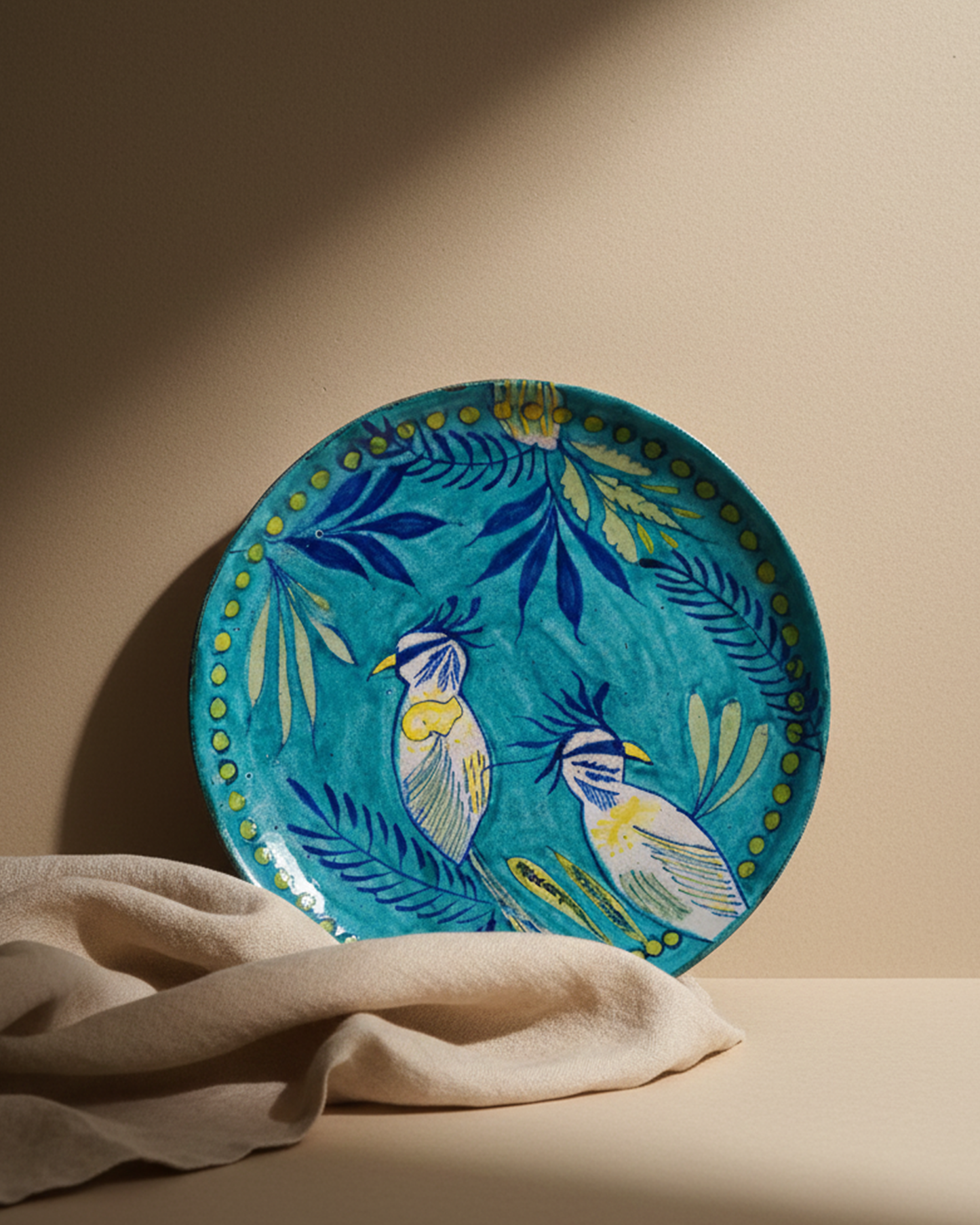 Ceramic Floral & Bird Wall Plate