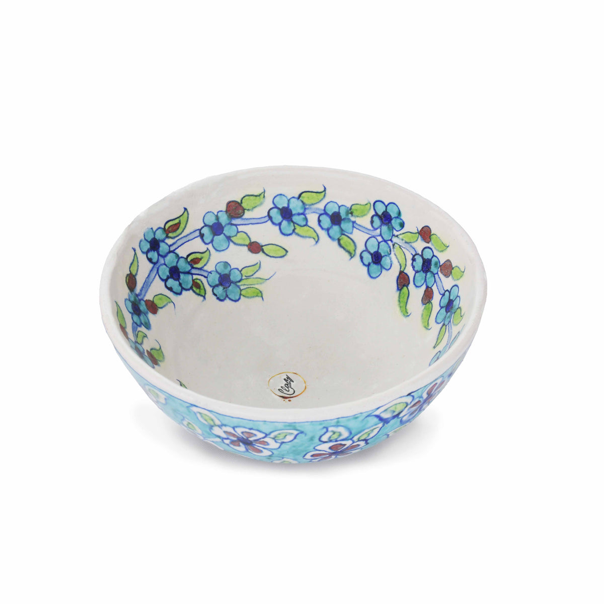 Blue Blossom Terracotta Bowl