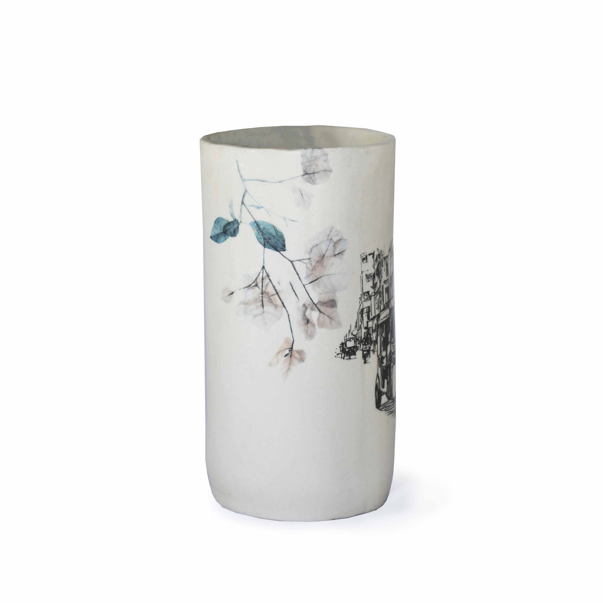 Rickshaw Street Scene Vase