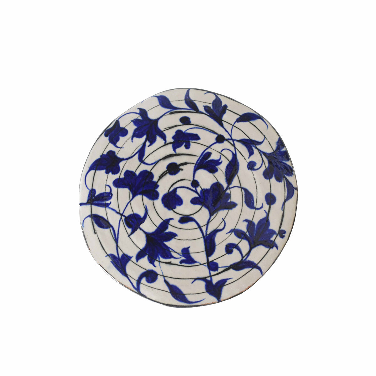 Blue Vine Grid Stool