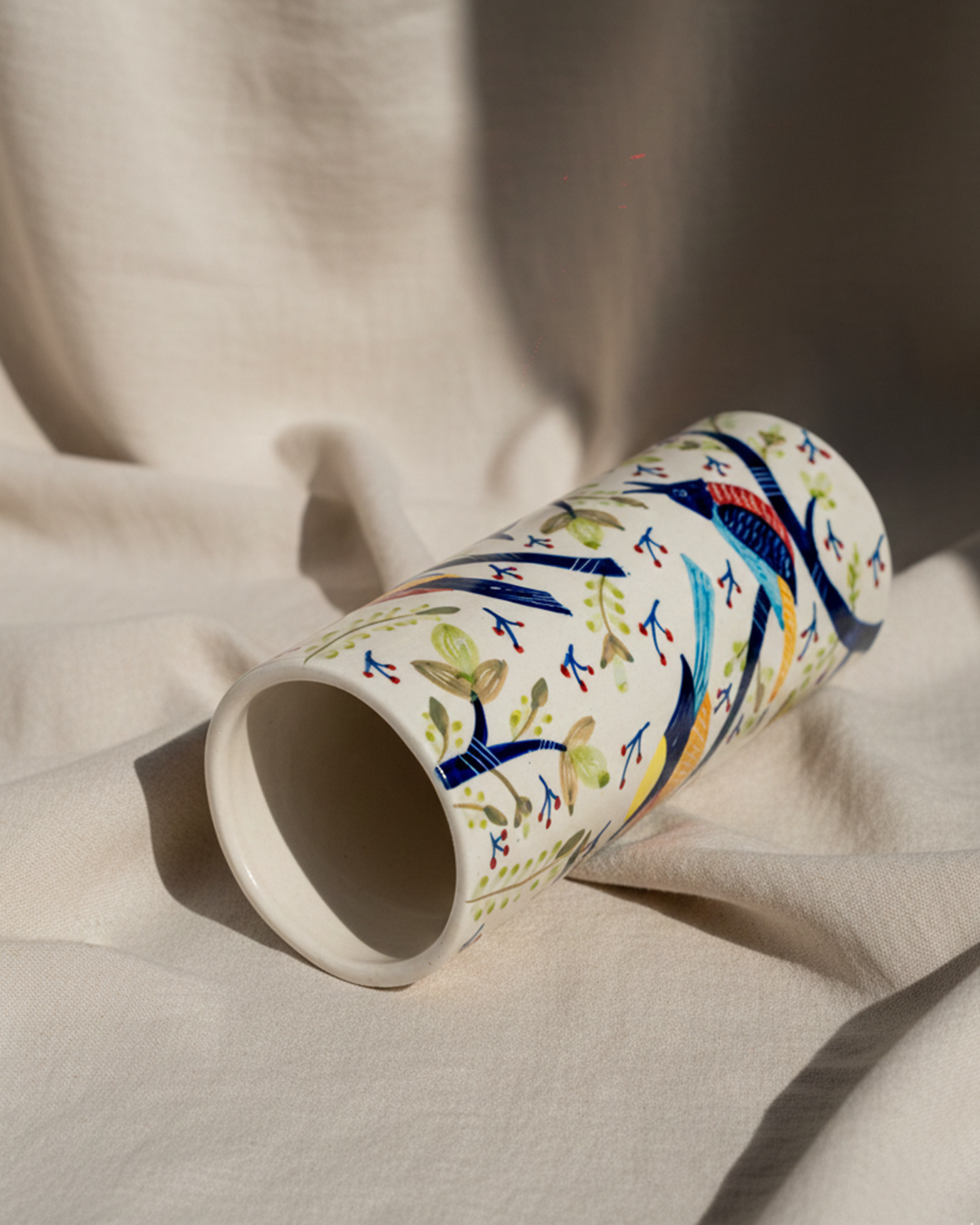 Colorful Bird Design Vase