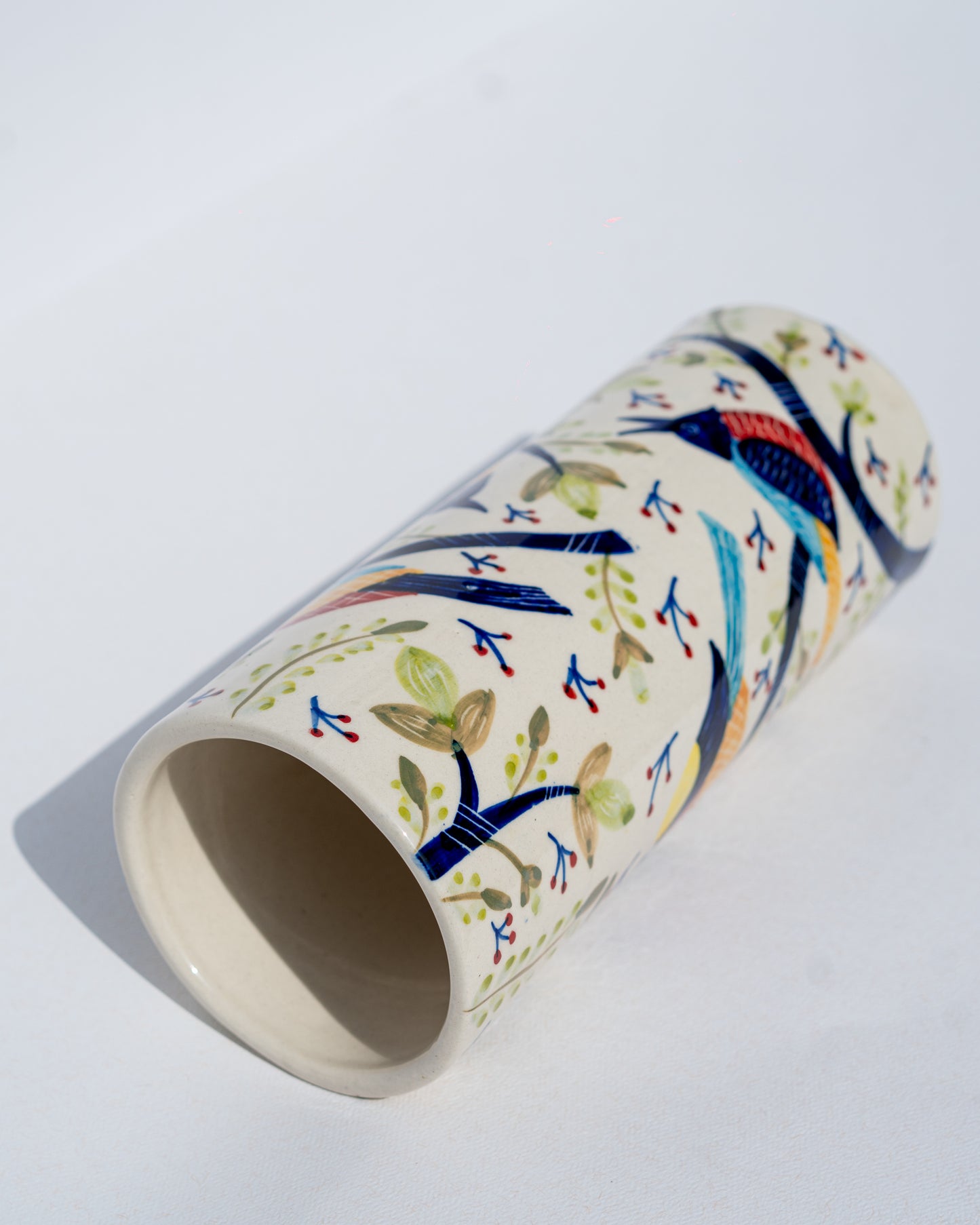 Colorful Bird Design Vase