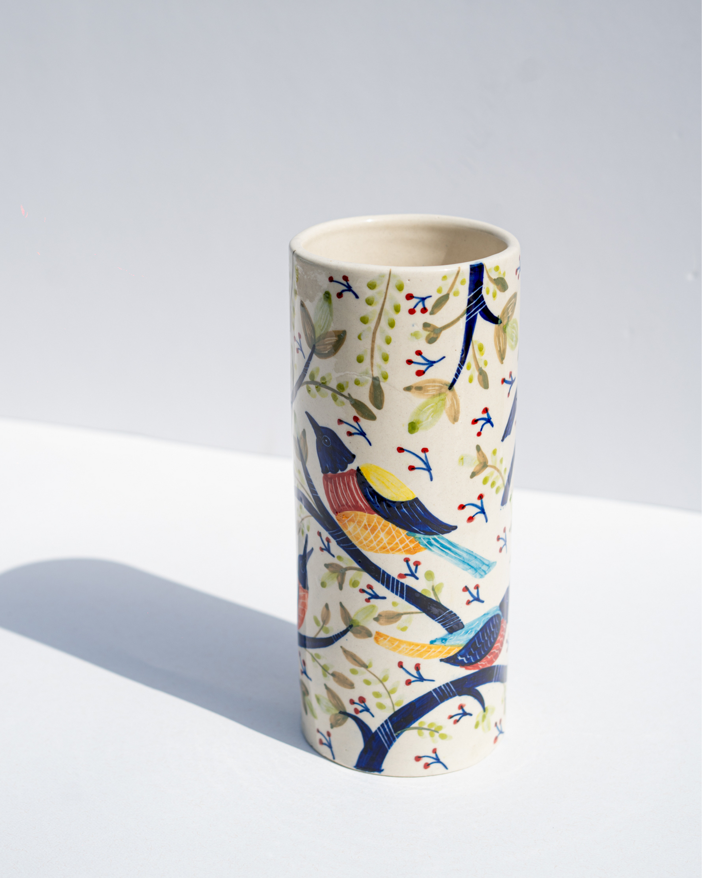 Colorful Bird Design Vase