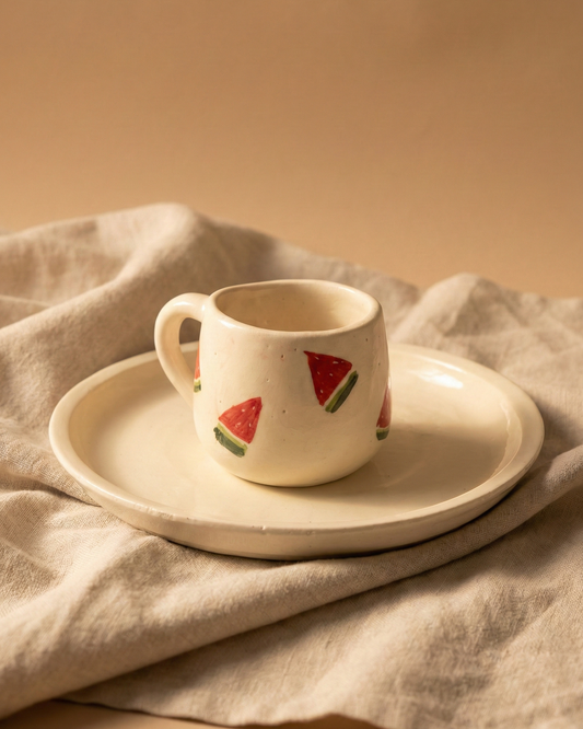 Watermelon Mugs with Round Handles