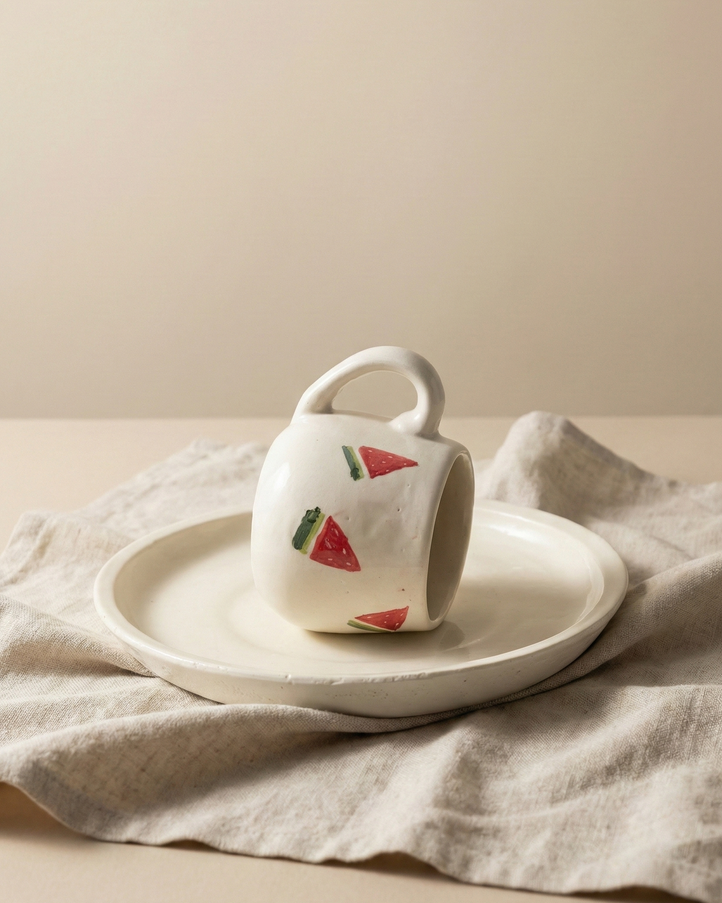 Watermelon Mugs with Round Handles