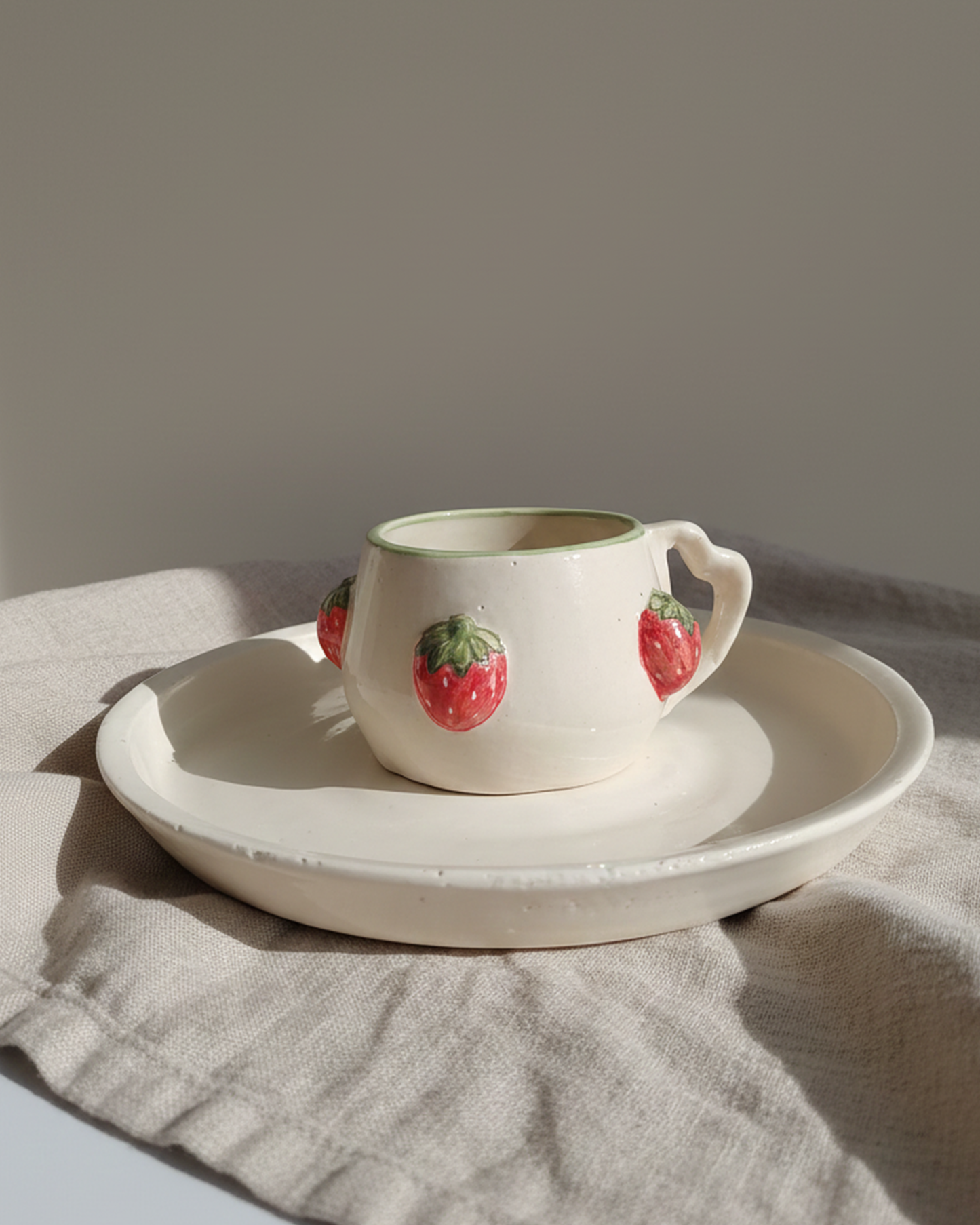 Strawberry Mug with Heart Shaped Handle