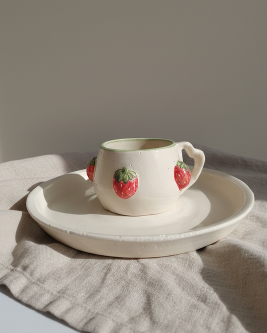 Strawberry Mug with Heart Shaped Handle