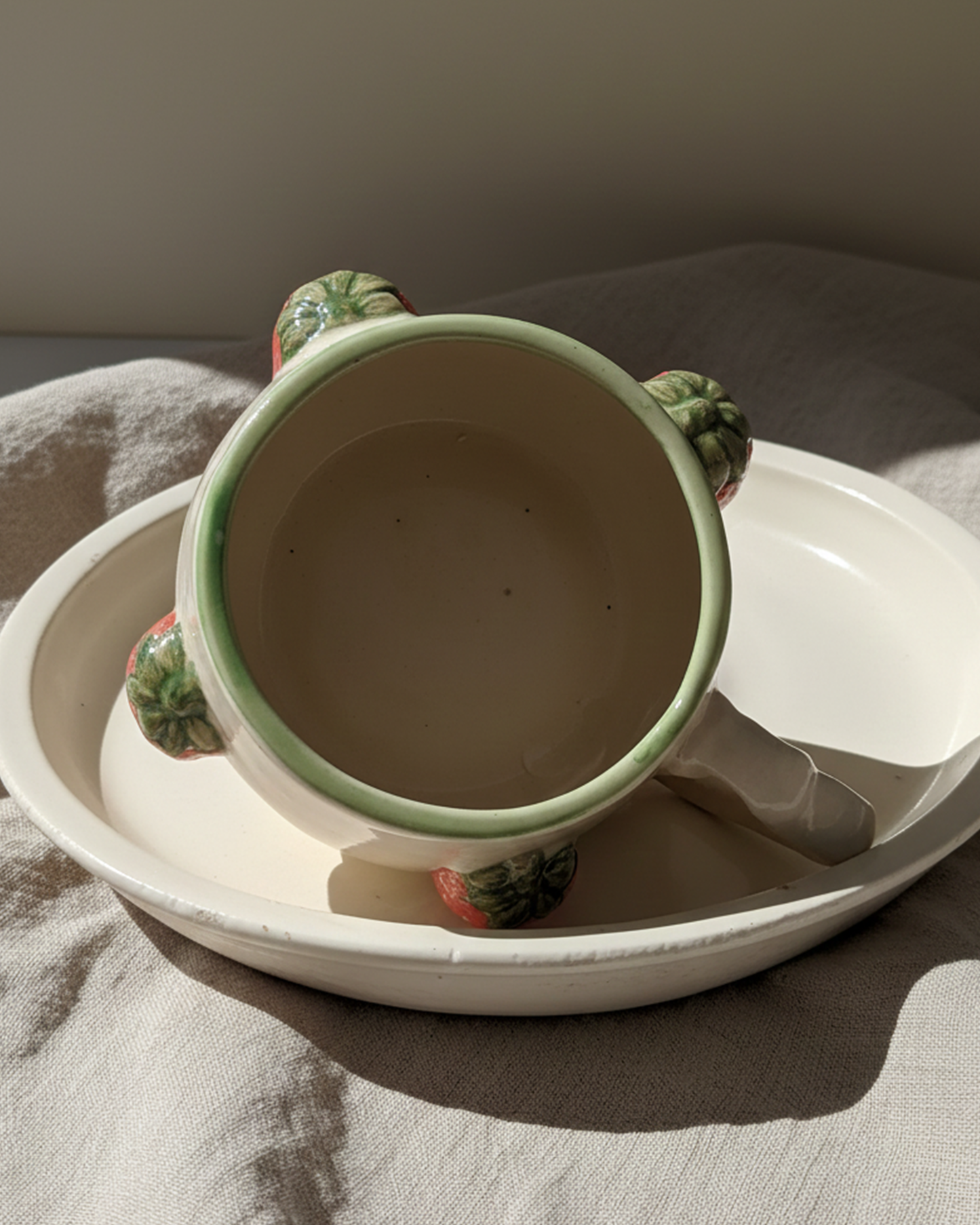 Strawberry Mug with Heart Shaped Handle