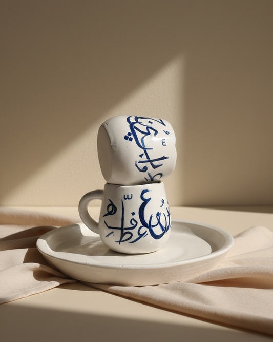 Calligraphy Mugs with Round Handles