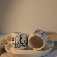 Calligraphy Mugs with Round Handles