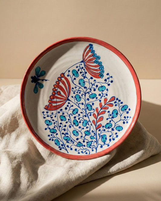 Red and Blue Dragonfly Plate