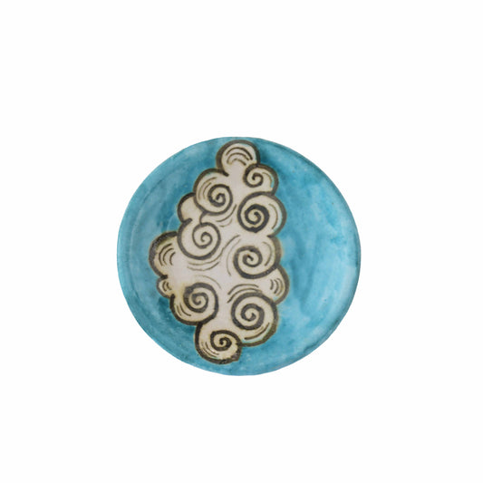 Turquoise Cloud Swirl Terracotta Coaster