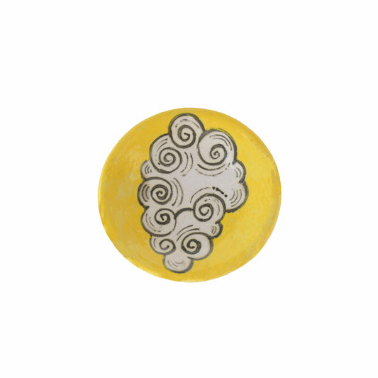 Yellow Cloud Swirl Terracotta Coaster