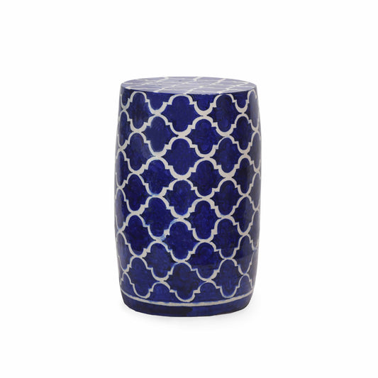 Blue Quatrefoil Stool