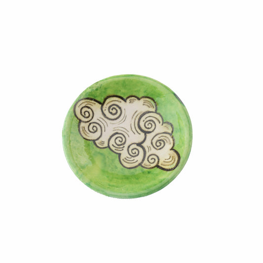 Green Cloud Swirl Terracotta Coaster