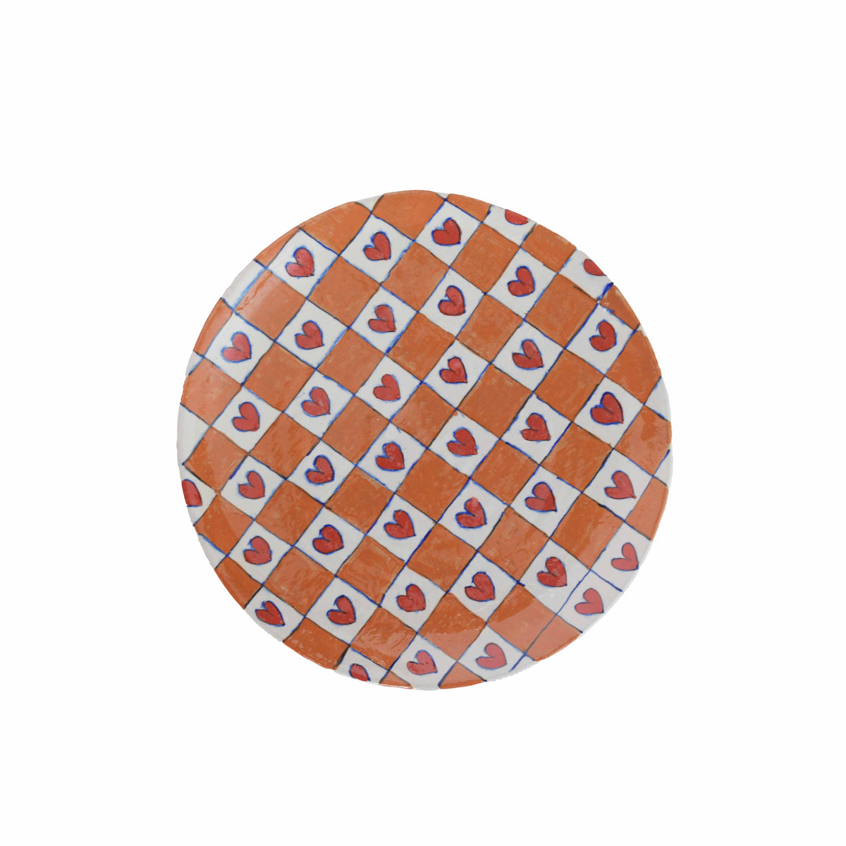 Heart Check Terracotta Wall Plate