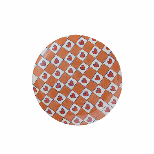 Heart Check Terracotta Wall Plate