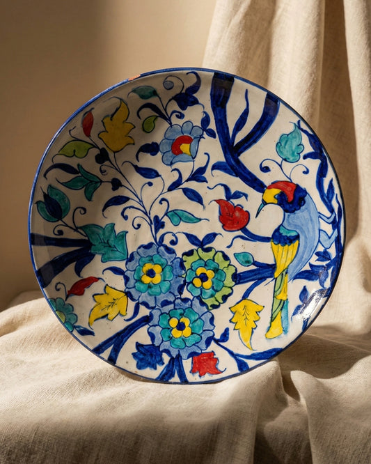 Decor Plate with Bird & Floral Motifs