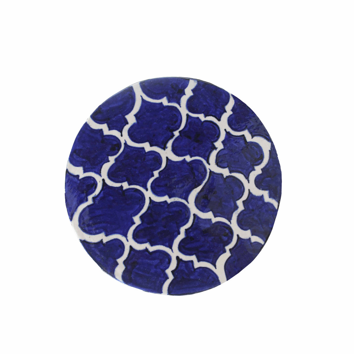 Blue Quatrefoil Stool