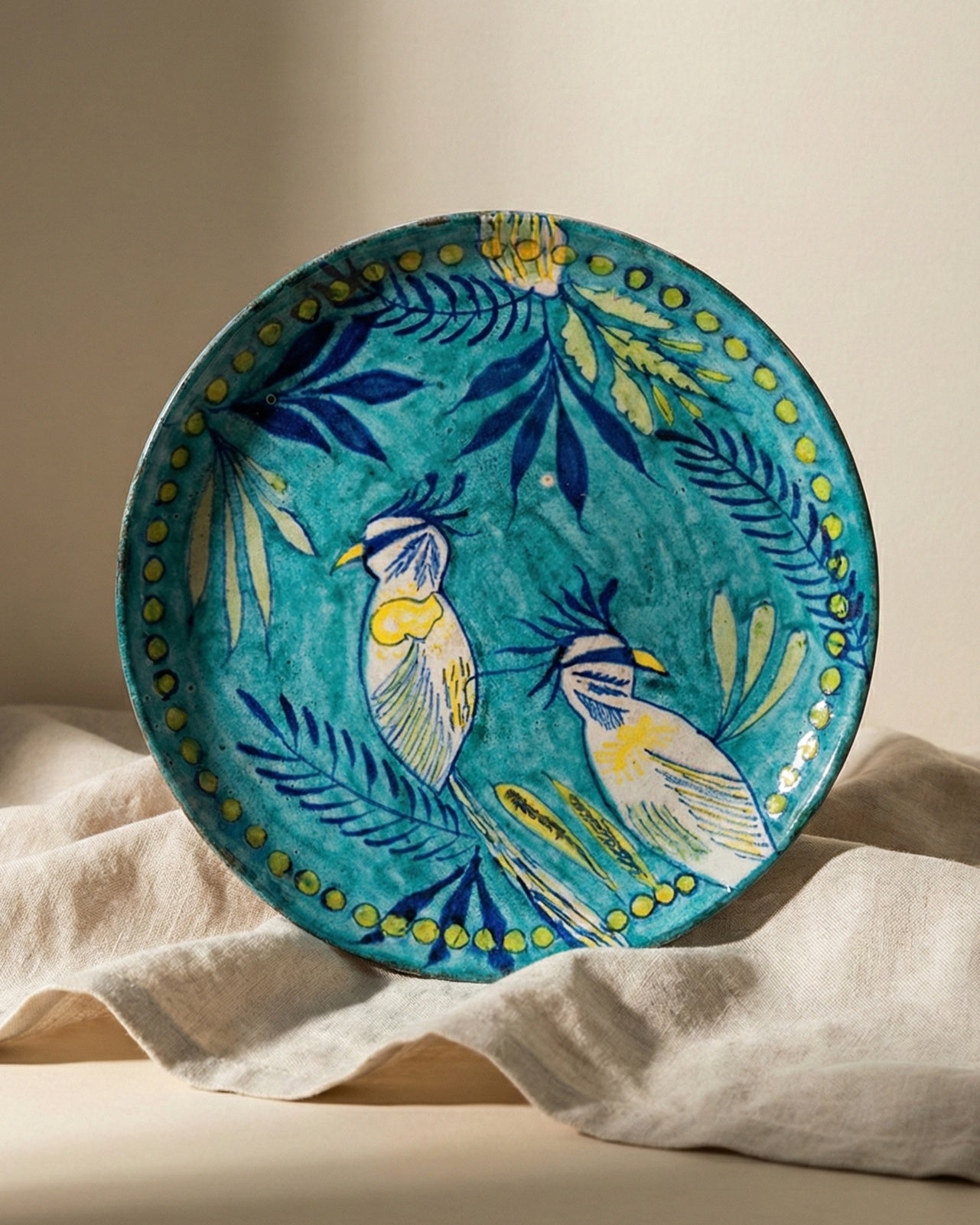 Ceramic Floral & Bird Wall Plate