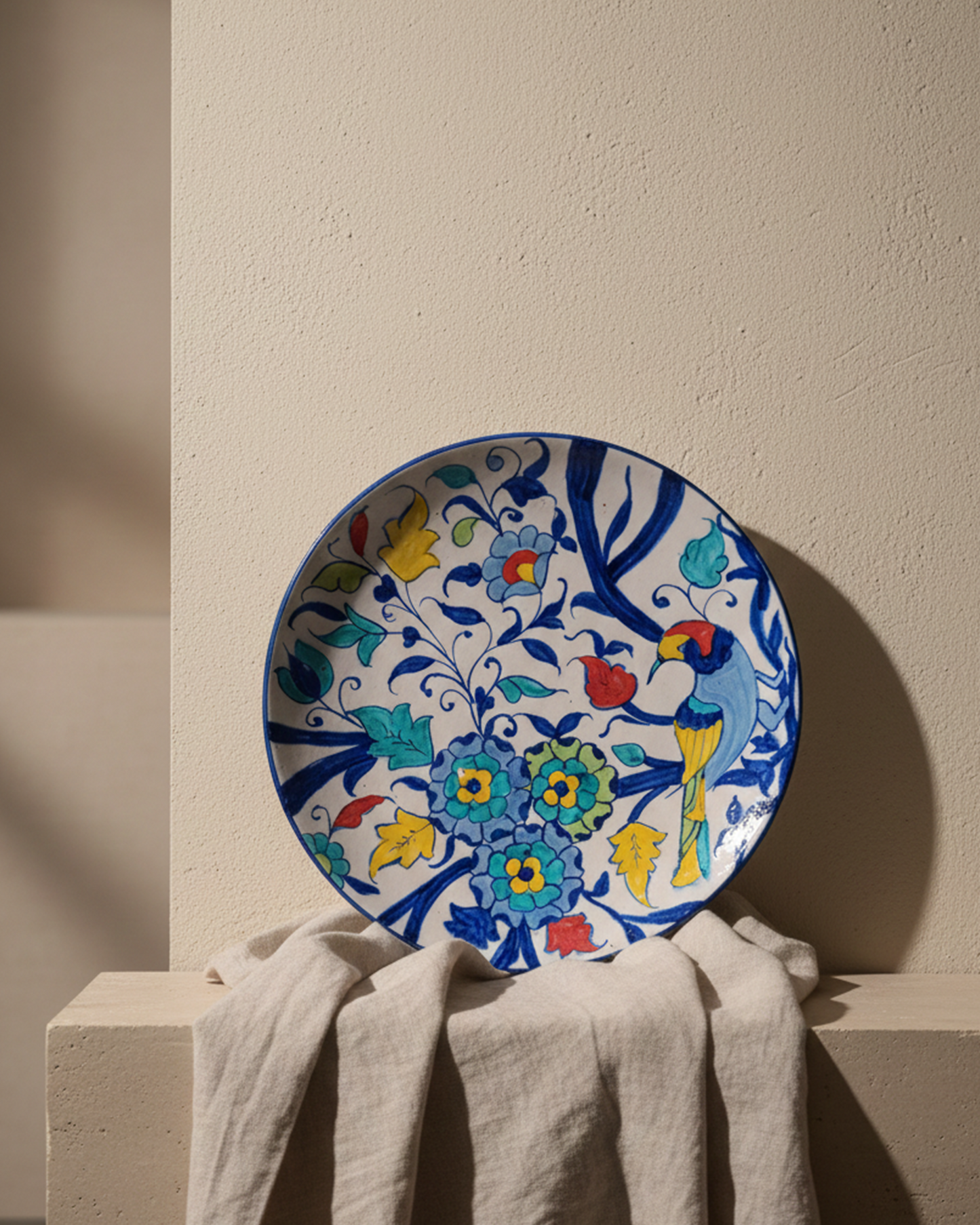 Decor Plate with Bird & Floral Motifs