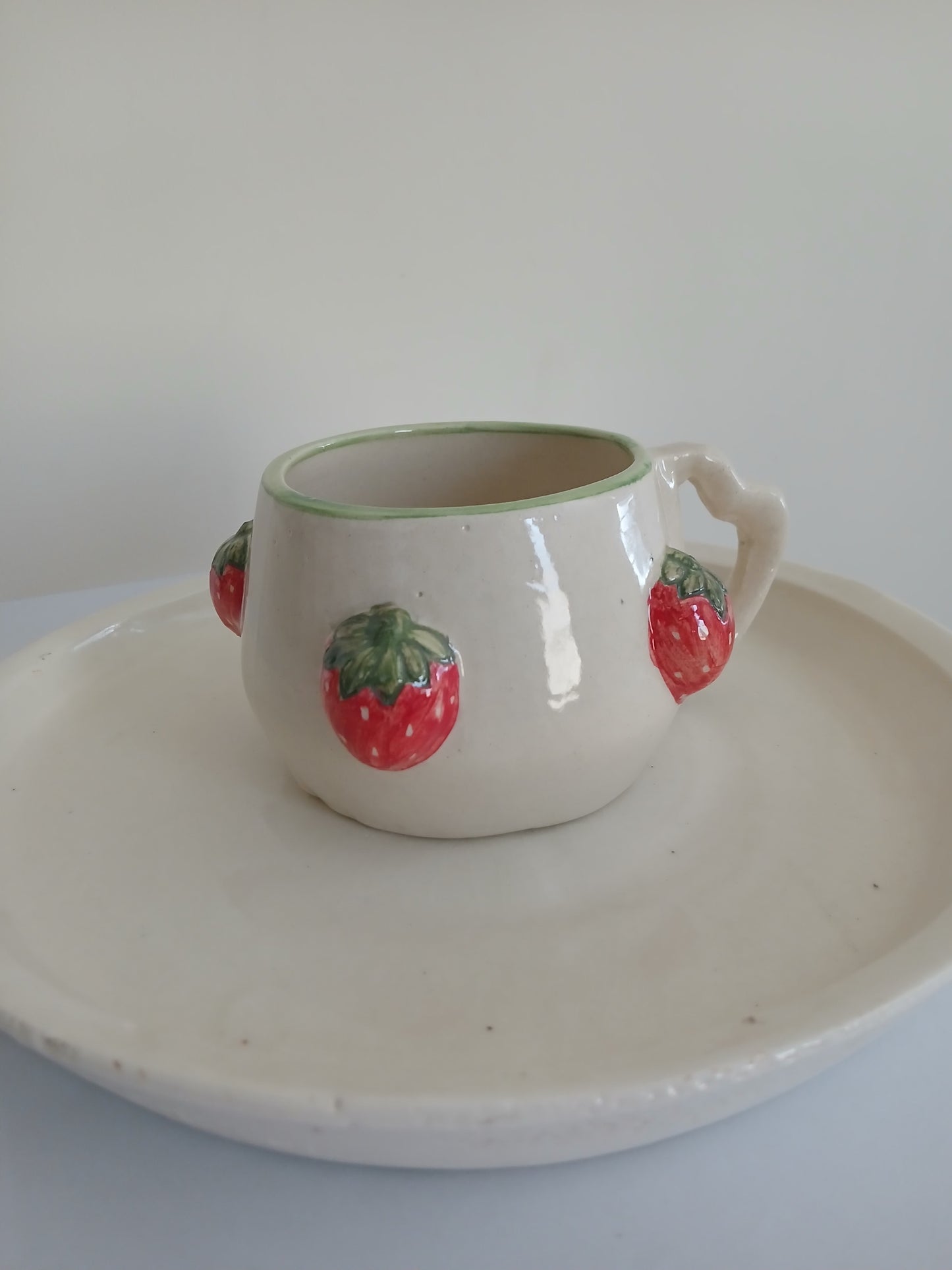 Strawberry Mug with Heart Shaped Handle