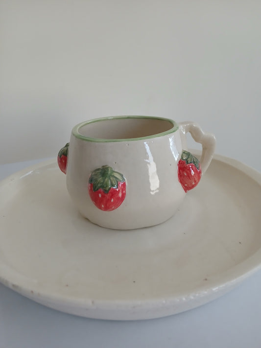 Strawberry Mug with Heart Shaped Handle