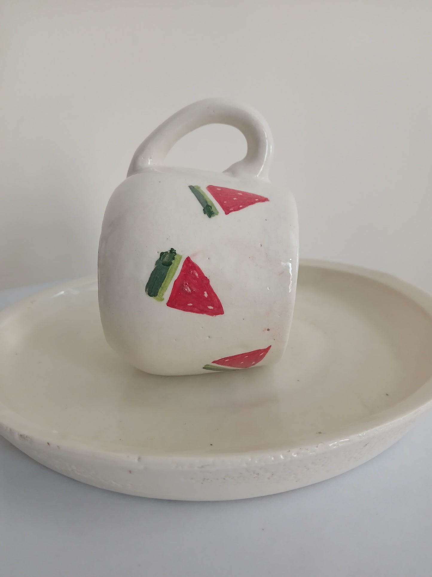 Watermelon Mugs with Round Handles
