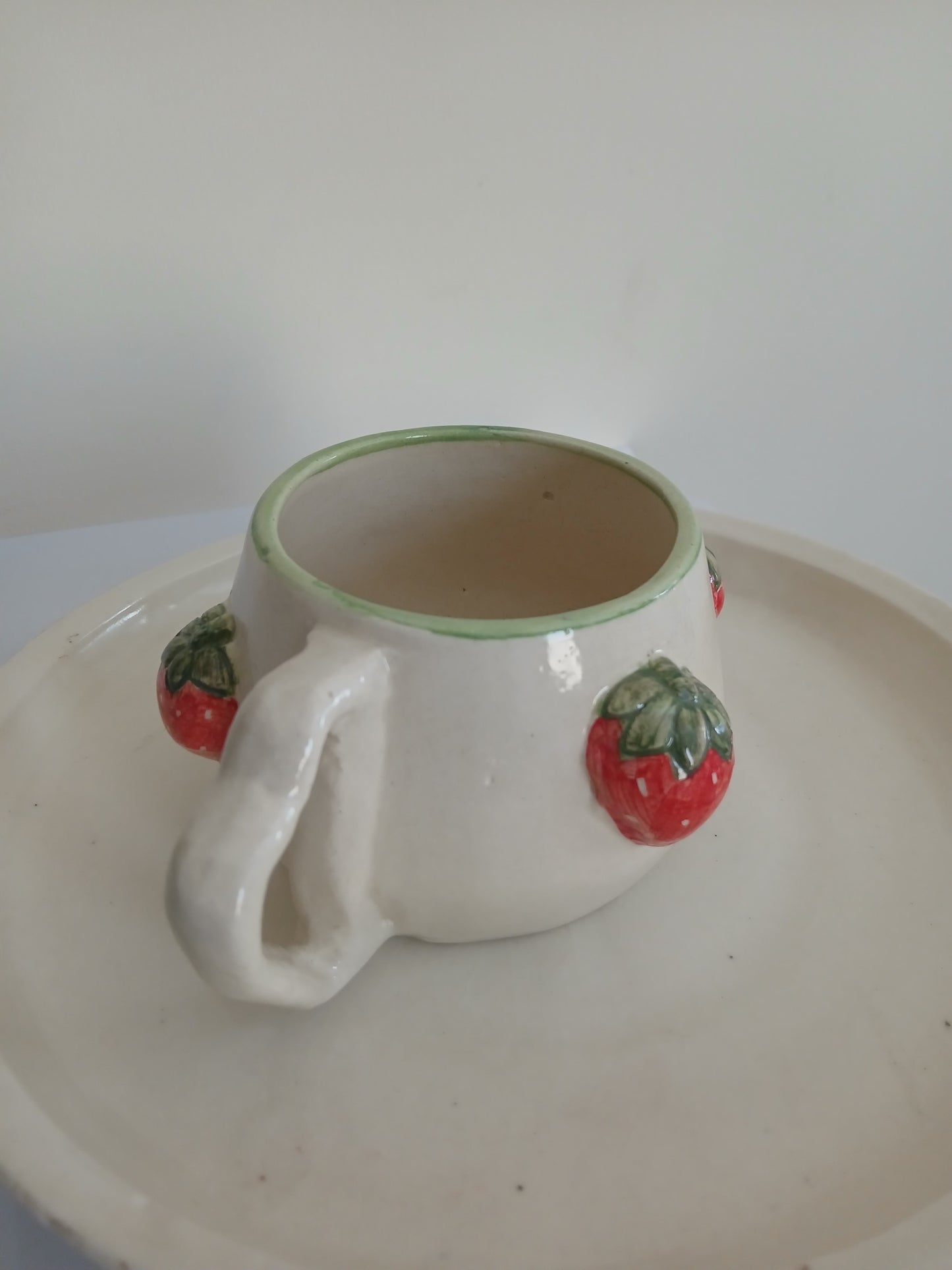 Strawberry Mug with Heart Shaped Handle