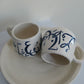 Calligraphy Mugs with Round Handles