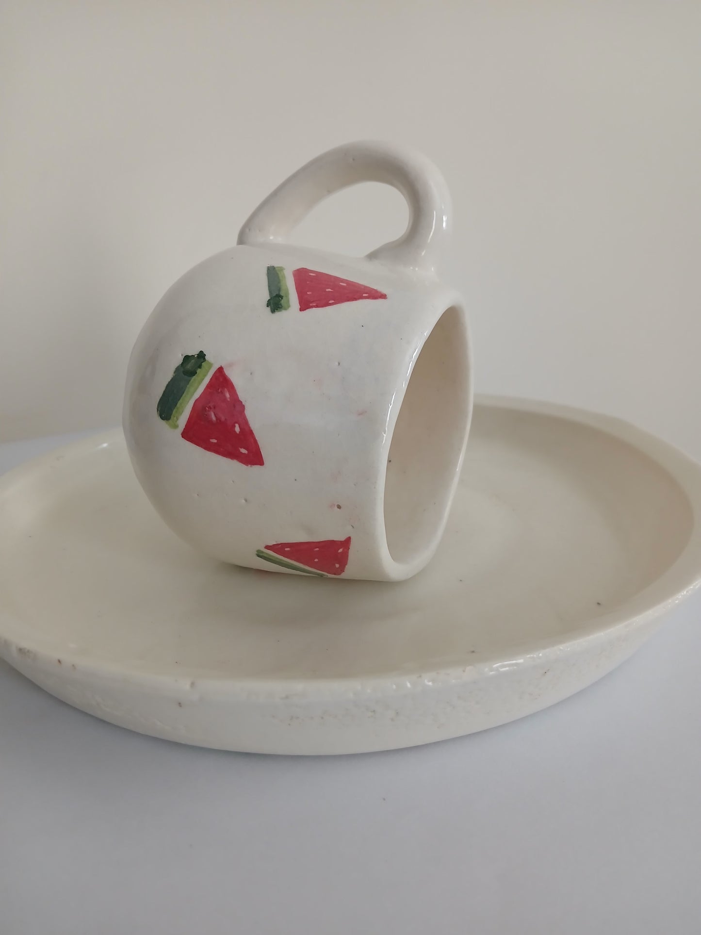 Watermelon Mugs with Round Handles