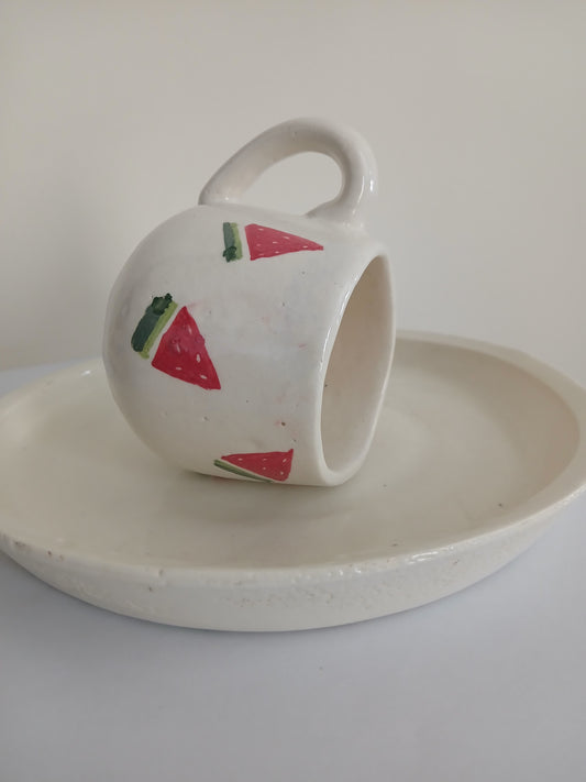 Watermelon Mugs with Round Handles