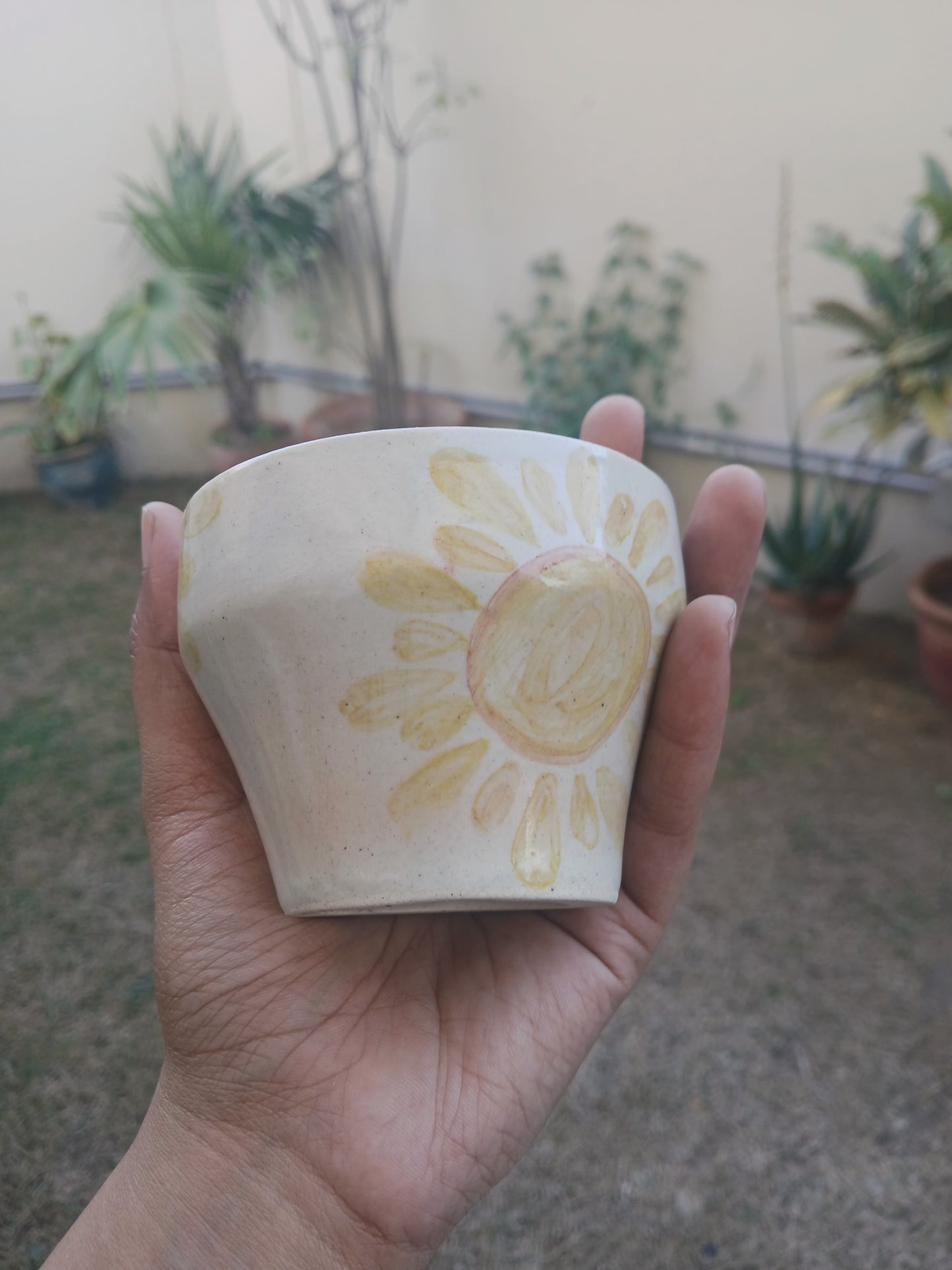 Hand-Painted Sunshine Pot